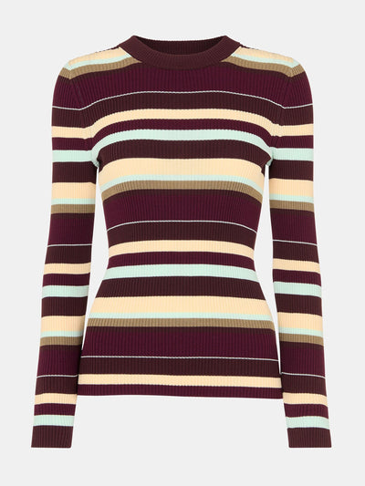 Whistles Multi stripe crew neck knit at Collagerie