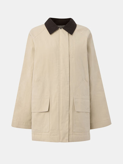 Whistles Neutral fern waxed barn jacket at Collagerie
