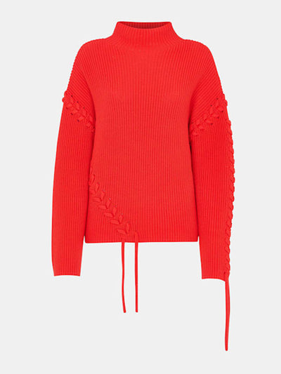 Whistles Red lacing detail rib sweater at Collagerie