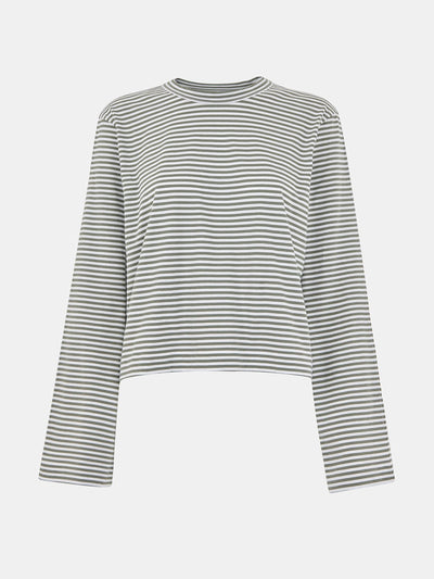 Whistles Stripe crop long sleeve tee at Collagerie