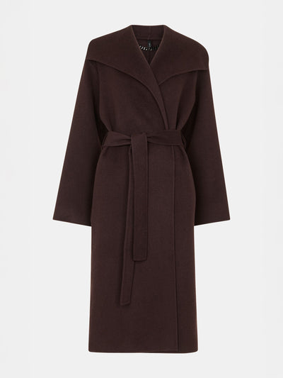 Whistles Chocolate cosima double face coat at Collagerie