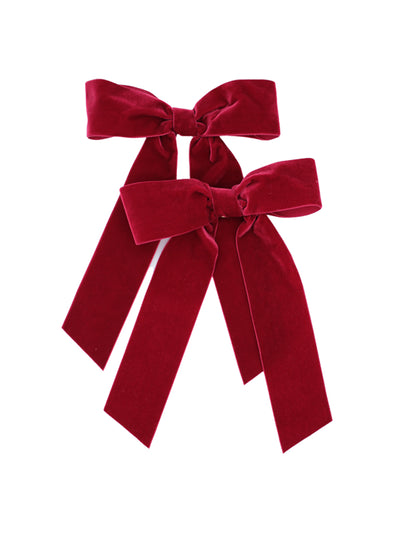 Willow Crossley Red velvet bow set at Collagerie