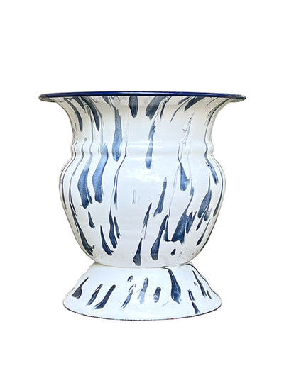 Willow Crossley Indigo splatter enamel planter at Collagerie