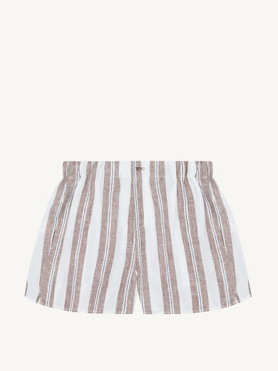 With Nothing Underneath The Boxer in mocha and black multi stripe at Collagerie