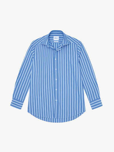 With Nothing Underneath The Boyfriend in blue multi stripe at Collagerie