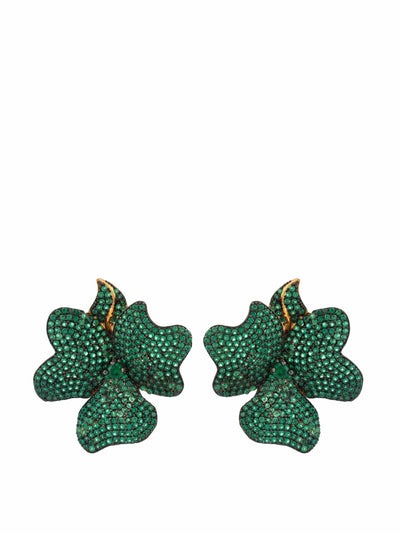 Wolf & Badger Emerald flower large stud earrings at Collagerie