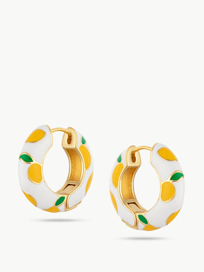 Wolf and Badger Gold hoop earrings with lemon at Collagerie