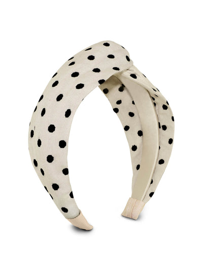 Leyt Beige polka dot headband at Collagerie