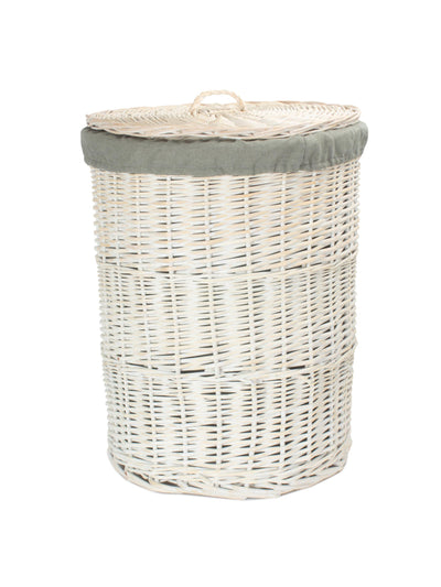 Wovenhill Large round white wash laundry hamper at Collagerie