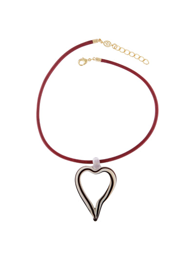 Sandralexandra XL heart of glass striped & leather cord necklace at Collagerie