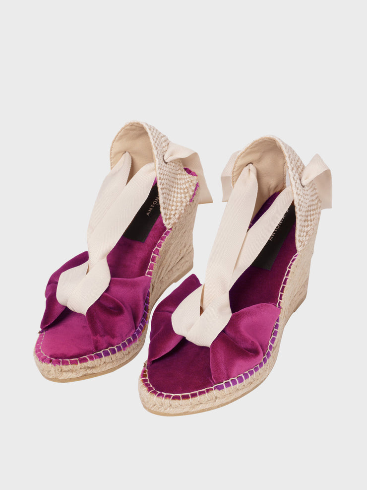 Pink velvet Zafra wedge espadrilles Shoes Antonia&