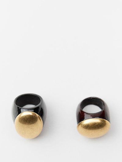 Zara 2-pack of contrast wooden rings at Collagerie