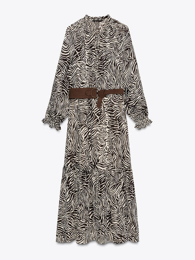 Zara Animal print belted dress at Collagerie