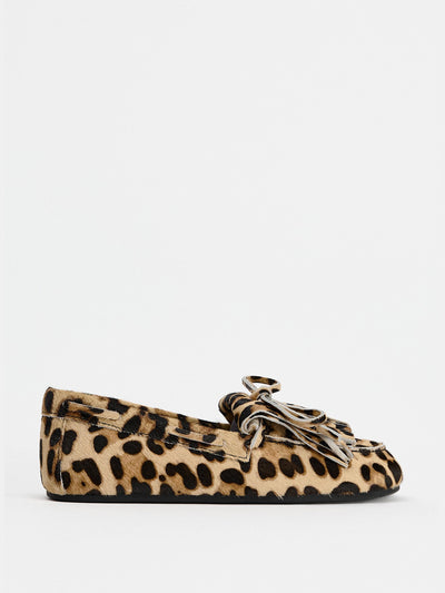 Zara Animal print leather and sheepskin loafers at Collagerie