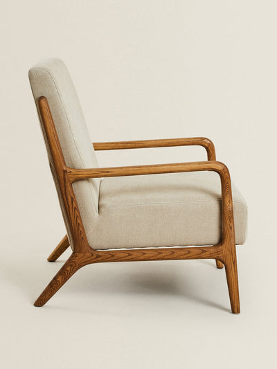 Zara Ash wood and linen armchair at Collagerie