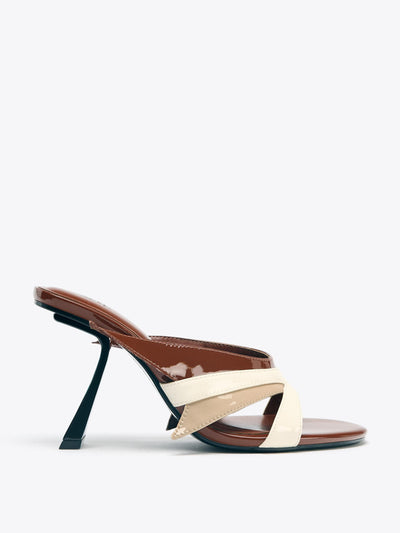 Zara Asymmetric heeled sandals at Collagerie