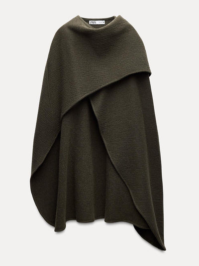 Zara Asymmetric wool blend cape at Collagerie