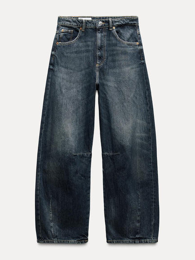 Zara Trf mid-waist baggy balloon jeans at Collagerie