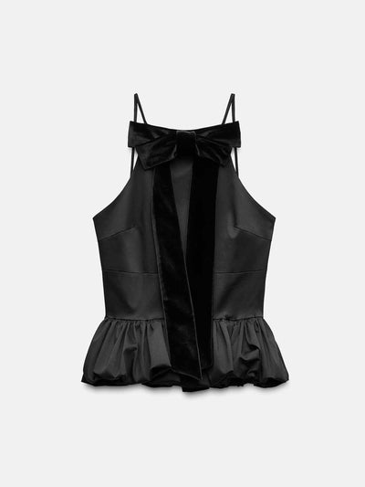 Zara Balloon poplin top with bow at Collagerie