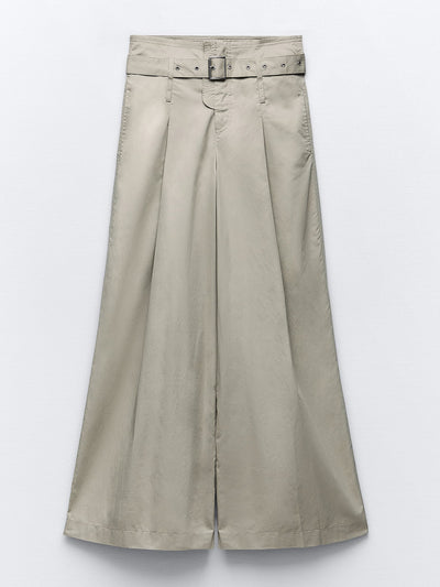 zara Belted full length trousers at Collagerie