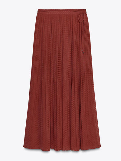 Zara Belted pleated midi skirt at Collagerie
