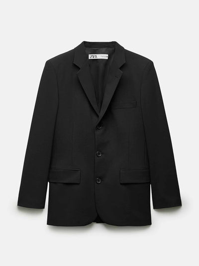 Zara Straight fit wool blend blazer at Collagerie