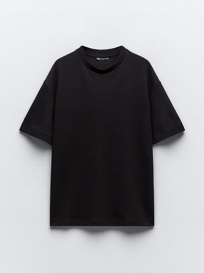 Zara Oversize cotton blend black t-shirt at Collagerie