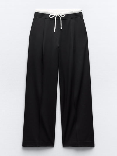 Zara Contrast high-waist trousers at Collagerie