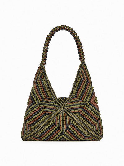 Zara Brown bucket bag with beading at Collagerie