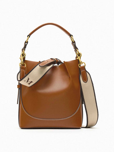 Zara Brown bucket bag with topstitching at Collagerie