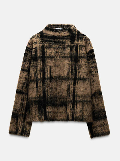 Zara Check jacquard knit jumper at Collagerie