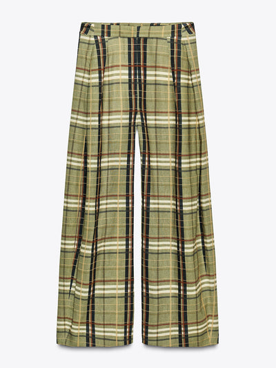 Zara Checkered linen blend trousers zw collection at Collagerie