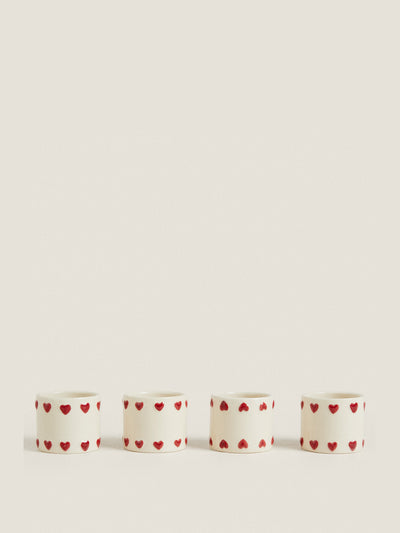 Zara Christmas ceramic hearts napkin rings (set of 4) at Collagerie