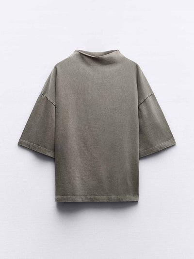 Zara Clean cotton dark grey t-shirt at Collagerie