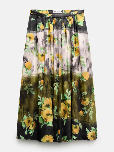 Zara ZW Collection floral print skirt at Collagerie