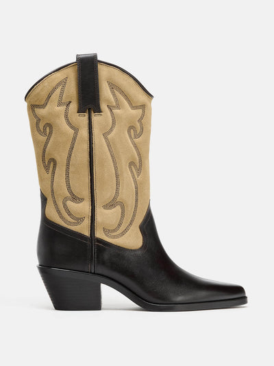 Zara Combined leather embroidered boots at Collagerie