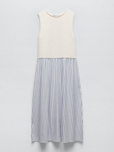 Zara Contrast striped knit dress at Collagerie
