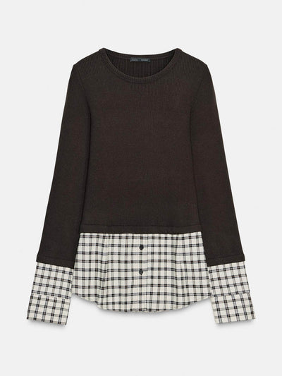 Zara Contrast check t-shirt at Collagerie