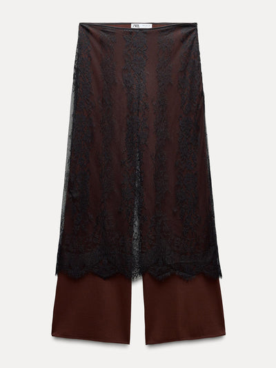 Zara Contrast lace trousers at Collagerie