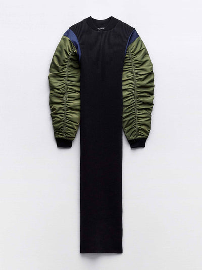 Zara Contrast nylon midi dress at Collagerie