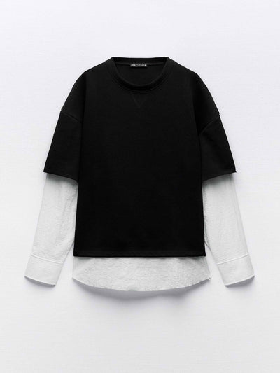 Zara Contrast poplin sweatshirt at Collagerie