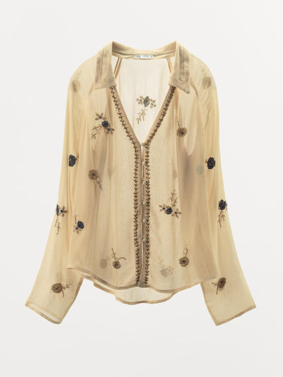 Zara Contrasting beaded shirt at Collagerie