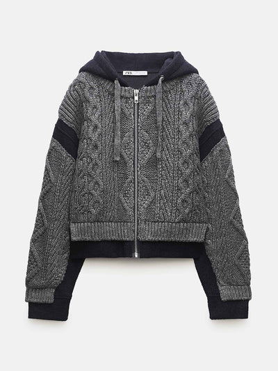 Zara Contrasting knit cardigan at Collagerie