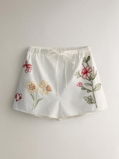 Zara Cotton shorts with embroidery at Collagerie