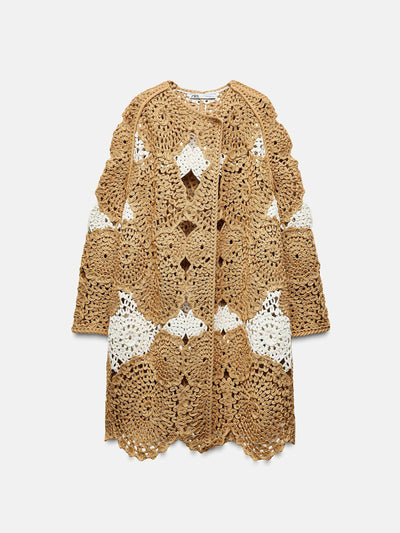 Zara Crochet knit double-breasted coat at Collagerie