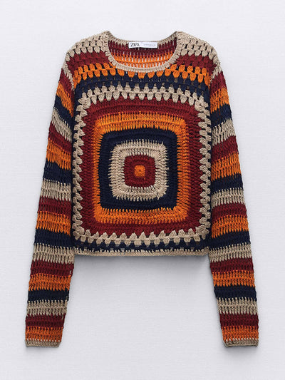 Zara Crochet knit sweater at Collagerie