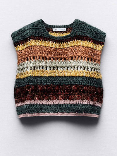 Zara Crochet knit vest at Collagerie
