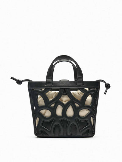 Zara Black cut-work mini tote bag at Collagerie