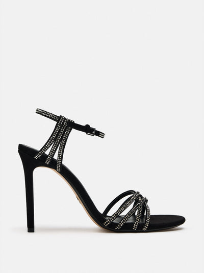 Zara Diamanté leather high-heel sandals at Collagerie