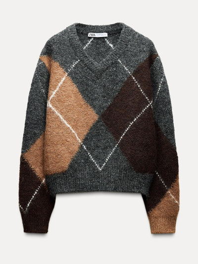 Zara Diamond knit sweater at Collagerie